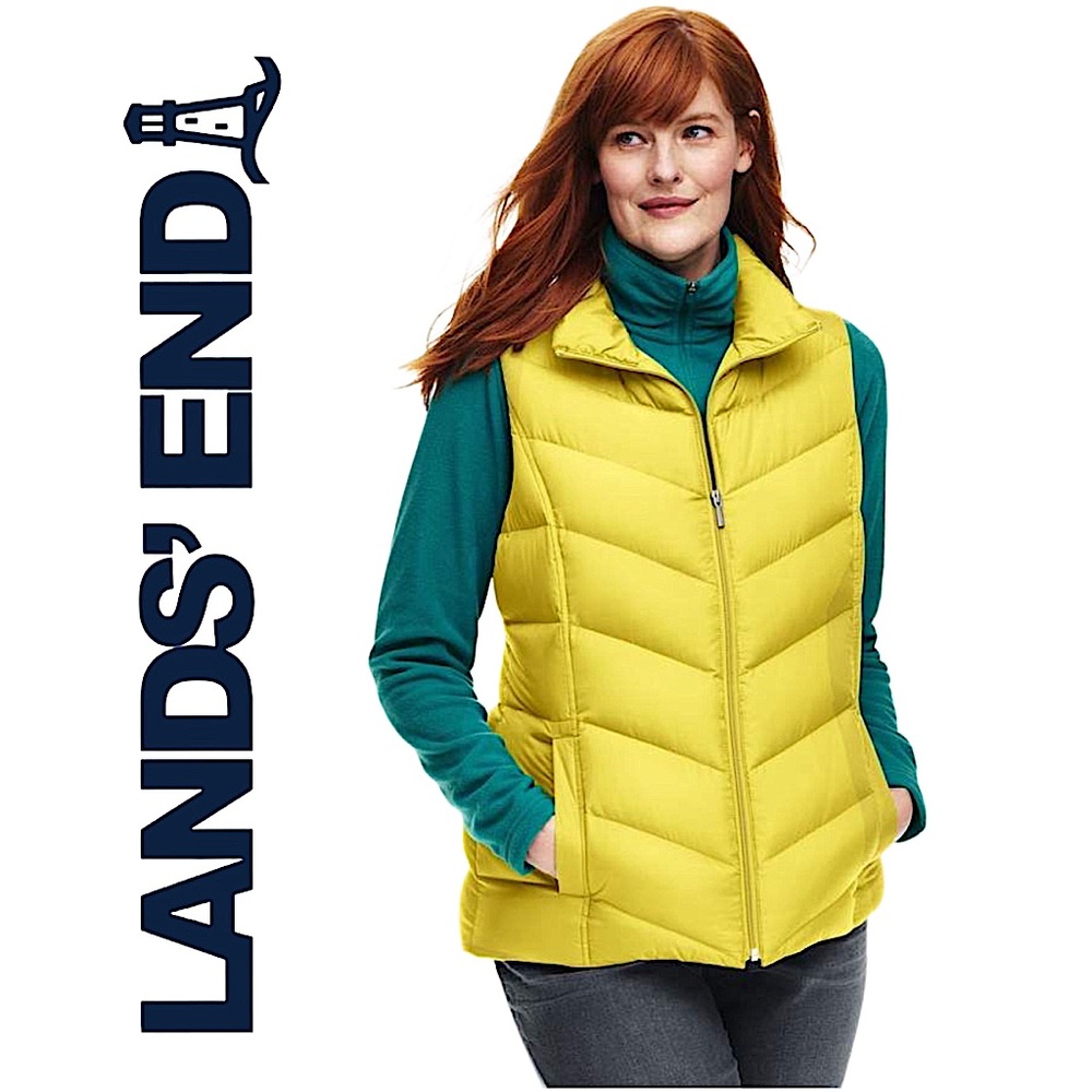 LAND'S END Yellow Down Feather Puffer Vest  Small Size 6/8